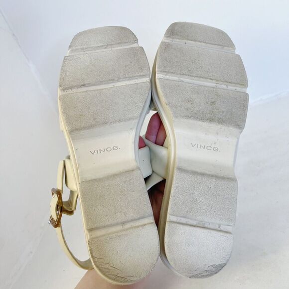 Vince Bowie Lug Sole Sandal in Moonlight White Leather Puffy Women's Size 9 - Picture 3 of 8